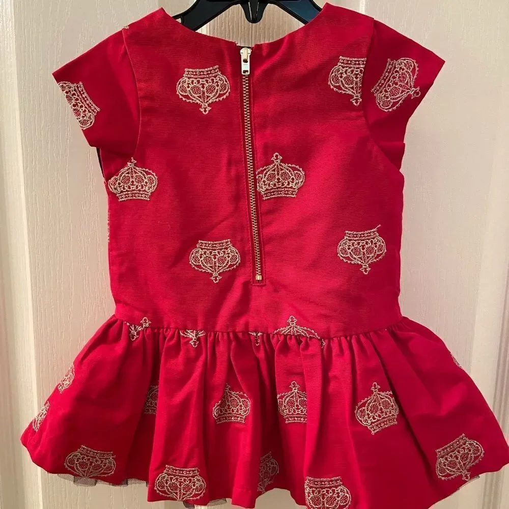 Genuine Kids from OshKosh Girls Red Purple Tulle Crown Dress Size 12 Months